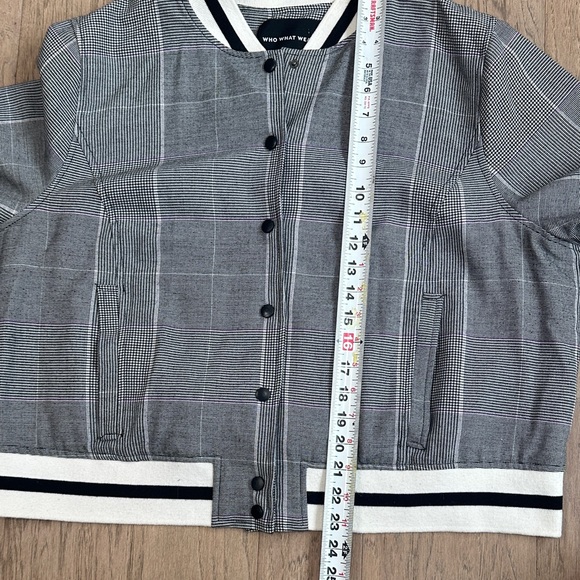 Who What Wear Gray Plaid Bomber Jacket Size 1X - Picture 4 of 14